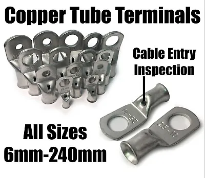 £2.70 • Buy Copper Tube Terminals Crimp / Solder Cable Lugs Eyelets Battery 6mm² - 240mm²