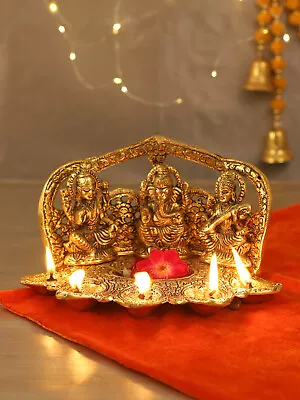 Lakshmi Ganesh Saraswati Idol Metal Statue Murti Home Decor Gift Item Pooja • $13.59