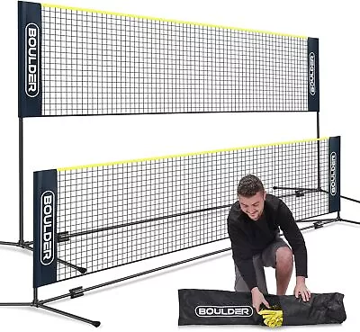 Boulder Badminton Pickleball Tennis Net - Height Adjustable Portable 17ft Wide- • $34.58