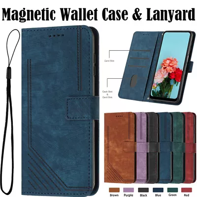 For Samsung Galaxy J3 J4 J5 J6 PRIME J7 Pro Case Flip Stand Wallet Cover Lanyard • $13.49