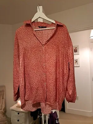 Zara Pink Leopard Shirt L • £10