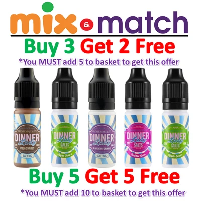 £3.65 • Buy Dinner Lady Nic Salt E Liquid 50/50 VG Vape Juice - 10mg-20mg/ml - 10ml - TPD