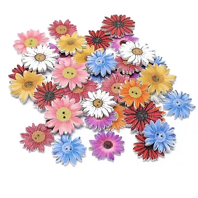 40 Mix Daisy Flower Buttons For Craft Cardmaking Embellishments • £4.39