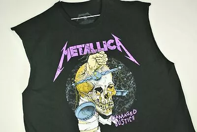 Y2K Metallica Damaged Justice Pushead Crop Top Concert T Shirt Chopped Band • $14.99