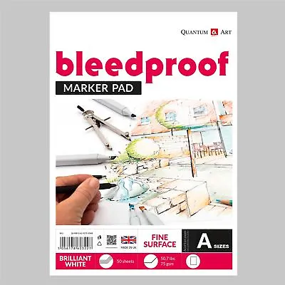 £8.99 • Buy Bleedproof Sketching Drawing Marker Paper Pad - Gummed - 75gsm - 50 Sheets
