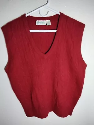 Sportables Womens Sleeveless Sweater Vest Size Large Red Lambswool Rabbits Hair • $19.95