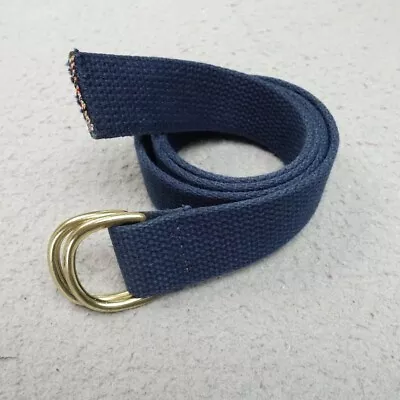 Leather Man Essex CT Men's D-Ring Canvas Belt Sz Small Navy Blue Brass Web • $14.78