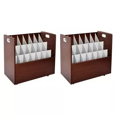 AdirOffice File Cabinet 28.5 X15.75 X30  21-Slot Mahogany Rolling Wood (2-Pack) • $375.25