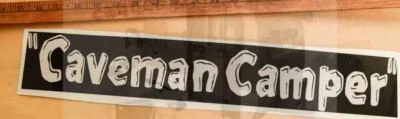 $24 • Buy Caveman Camper Grants Pass OR Vintage Travel Trailer Repro Decal 18  Wide Grey