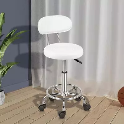 PU Leather Backrest Round Salon Stool Massage Tattoo Spa Chair Hydraulic Lift • £23.89