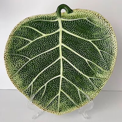 Vintage Cabbage Ware Plate Green Variegated Large 14  Platter Made In Italy • £89.31