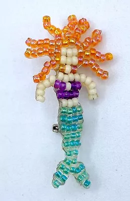 D3-1382 Vintage Brooch Beaded Pin 1.5  The Little Mermaid Ooak • $4.99