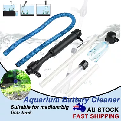 Fish Tank Cleaner Battery Syphon Change Pump Water Filter Aquarium Vacuum Gravel • $16.95