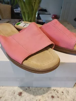 NEW  M & S Footglove Pink Leather Flat Mules Size 4 Wider Fit  • £6