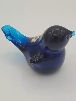 Rainbow Viking Glass Blue Bluennique #811 Bird Hand Blown Figurine Paperweight  • $35