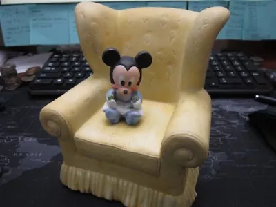 Disney 1984 Baby MICKEY MOUSE Chair Ceramic Coin Bank By New Arrivals • $19.95
