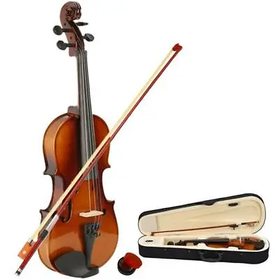 1/2 Acoustic Violin Case Bow Rosin Strings Shoulder Rest Matte Maple Student • $53.69