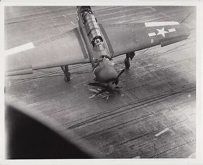 WORLD WAR Ll ~ SB2C HELLDIVER CRASHES ON RANDOLPH DECK~OFFICIAL NAVY PHOTO -1945 • $25