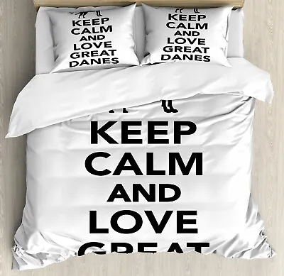 Dog Lover Duvet Cover Set Keep Calm And Love Text • £32.99