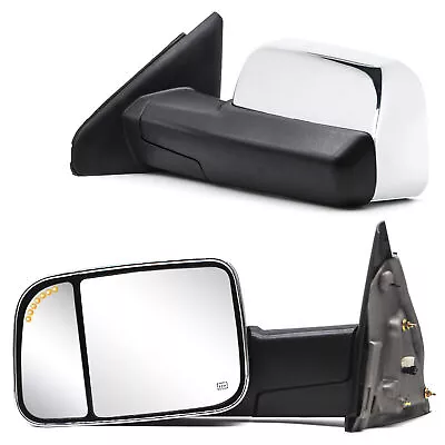 Towing Mirrors For 2004 Dodge Ram 1500 2500 3500 Power Heated Arrow Light Chrome • $147.72