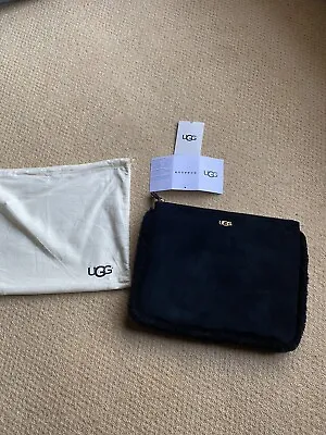 Ladies Black Suede UGG Clutch Bag  With Dust Bag  Zip Fastening 🎁 • £35