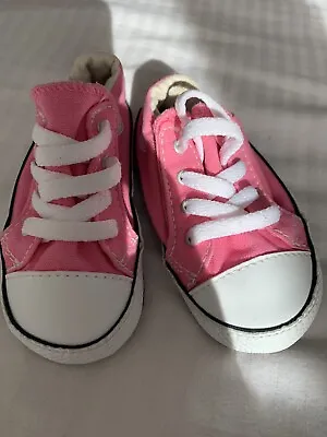 Converse Chuck Taylor All Star Cribster Mid Pink Canvas Soft Soles Shoes • £6