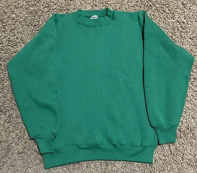 Vintage 80s Starter Blank Crewneck Sweatshirt Green Size Small Cotton Acrylic • $17.98