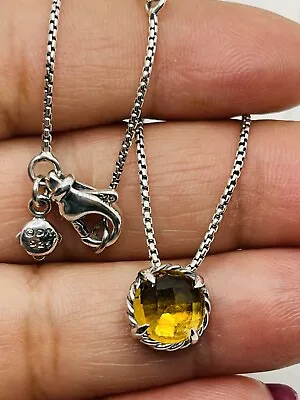 $200 • Buy David Yurman Sterling Silver Chatelaine 8mm Yellow Citrine Pendant Necklace