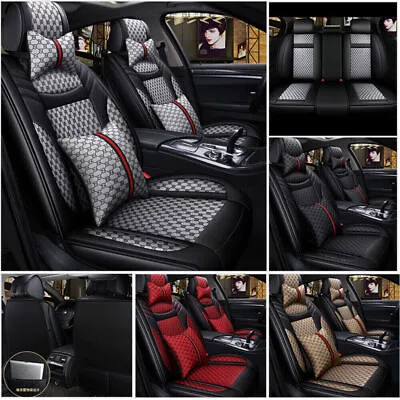 Leatherette Front Car Seat Covers Full Set Cushion Protector Universal 4 Season • $59.55