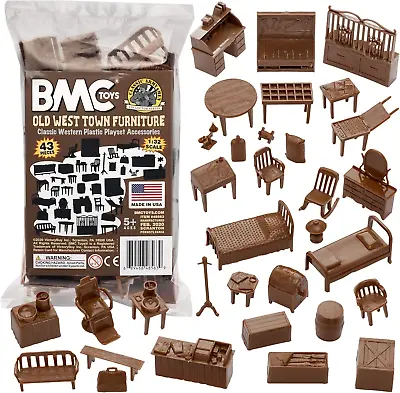 BMC Classic Marx Western Town Furniture 42pc Plastic Cowboy Playset Accessories • $25.55