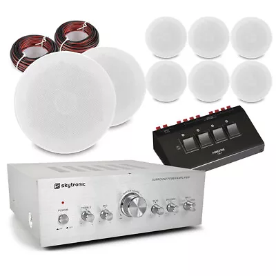 Ceiling Speakers With Amplifier 4-Way Multiroom Selector Home Audio (4x ESCS5) • £369