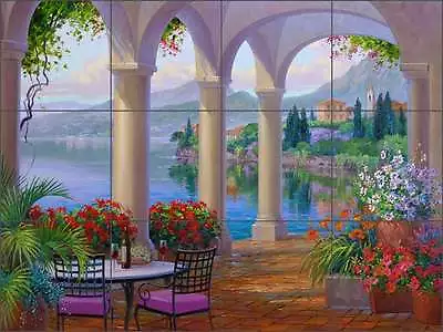 Mediterranean Tile Backsplash Mikki Senkarik Lake Como Art Ceramic Mural MSA116 • $125