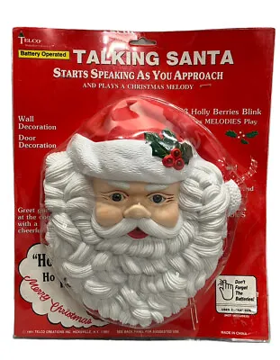 Vintage Talking Santa Claus Head Door Hanging Motion Sensor Telco Christmas 1991 • $49