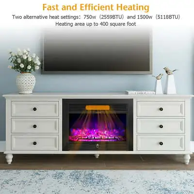 28.5   Electric Fireplace Insert Modern Room Heater Glass Log Flame With Remote  • $165.04