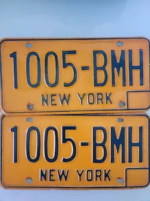 Vintage Dark Yellow & Blue New York License Plates Set 1005-BMH • $19.74