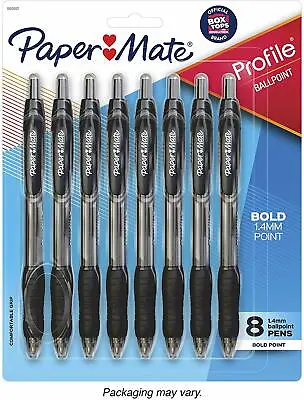 $11.99 • Buy Paper Mate Profile Retractable Ballpoint Pens, Bold Tip, Black, 8 Count