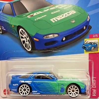 NEW Hot Wheels 95 Mazda RX7 Blue Green Falken Tyres Rotary JDM 2022 No 177 HCV86 • $8.95