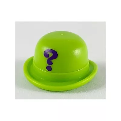 LEGO - Minifig Hat Bowler With Dark Purple Question Mark Pattern - Lime • $32.40