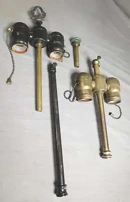 $39.50 • Buy 2 Vintage Lamp Parts Double Socket Cluster Table Lamp Brass Leviton Pull Chain