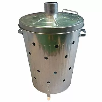 90L Galvanized Incinerator Fire Burner Dustbin Leaves Rubbish W/ Aeration Holes • £33.02