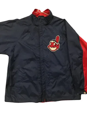 Cleveland Indians Chief Wahoo Mirage Nylon Zip Windbreaker Jacket Men's Large • $35.99