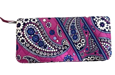 Vera Bradley Wallet Boysenberry Bi-Fold Magnetic Close Multi-Compartment Paisley • $10