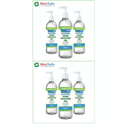 6 X Hand Sanitiser Gel Instant 500ml Kills 99.9% Bacteria Anti Viral 70% Alcohol • £9.99