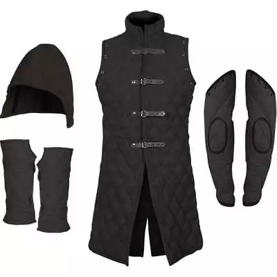 Thick Padded Armor Gambeson New Medieval Viking Renaissance Gambeson With Coif • $122.99
