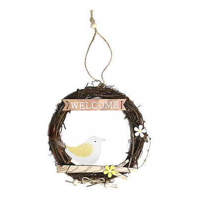 Small Rustic Twig Easter Bird 'Welcome' Hanging Door Wreath • £3.99