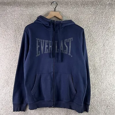VINTAGE Everlast Sweatshirt Mens Medium Blue Full Zip Spell Out Logo Boxing Y2k • $15.10