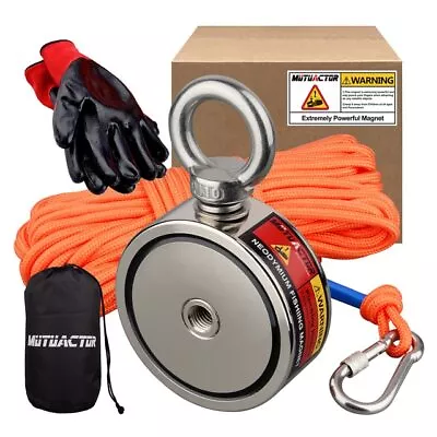 £227.76 • Buy Two Sided Heavy Magnet Strong Neodymium Magnetic Salvage Fishing Rope 600KG 1200
