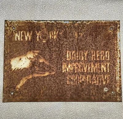 Vintage New York Member Dairy Herd Improvement Food/Dairy Tin Sign • $29.99