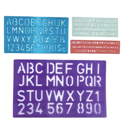 Alphabet Stencil 4 Pcs Ruler Sets Upper Lower Letters Numbers School Plastic • $5.50