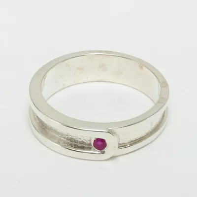 14ct White Gold Natural Ruby Mens Band Ring - Sizes N To Z • $1984.14